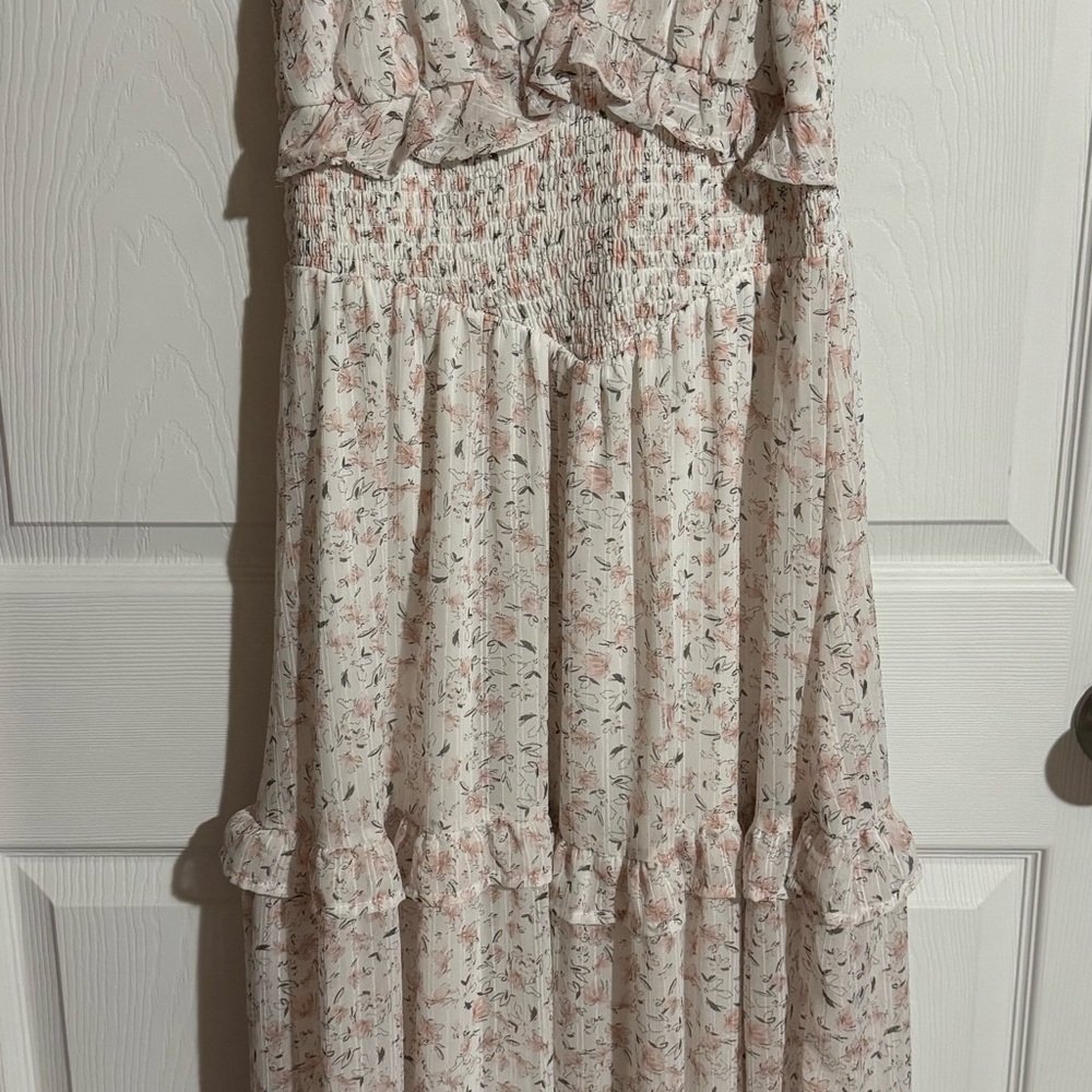 Floral Maxi Dress in Cream and Pink